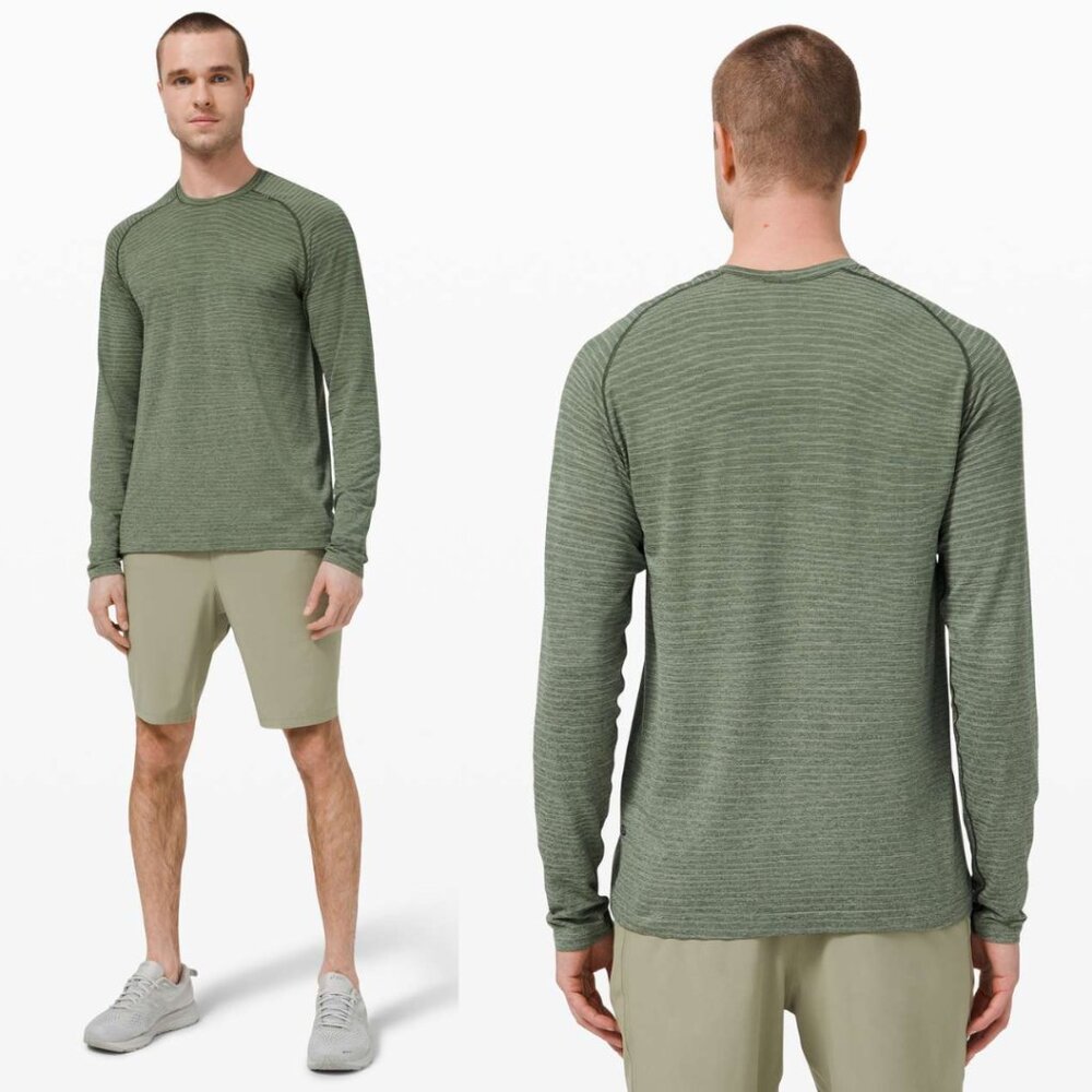 Lululemon Green Stripe Metal Vent Tech Long Sleeve